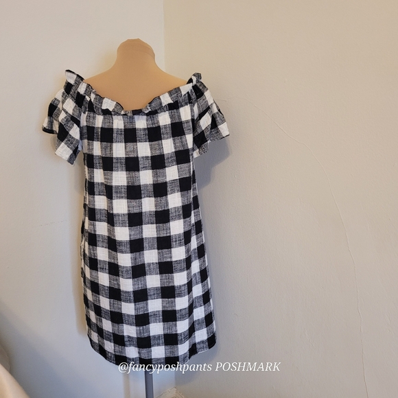 ANTHRO Corey Lynn Calter bloggers fav! off-shoulder gingham summer dress pockets - Picture 16 of 17